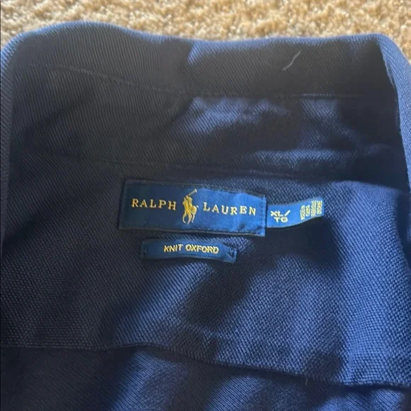 Ralph Lauren Knit Oxford button down XL Navy - Picture 7 of 8